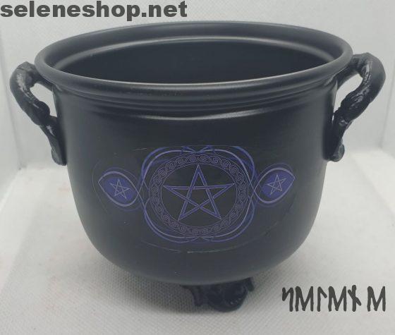 Purple pentagram metal cauldron