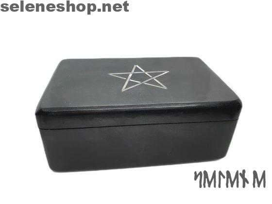 Pentagramm-box aus schwarzem speckstein