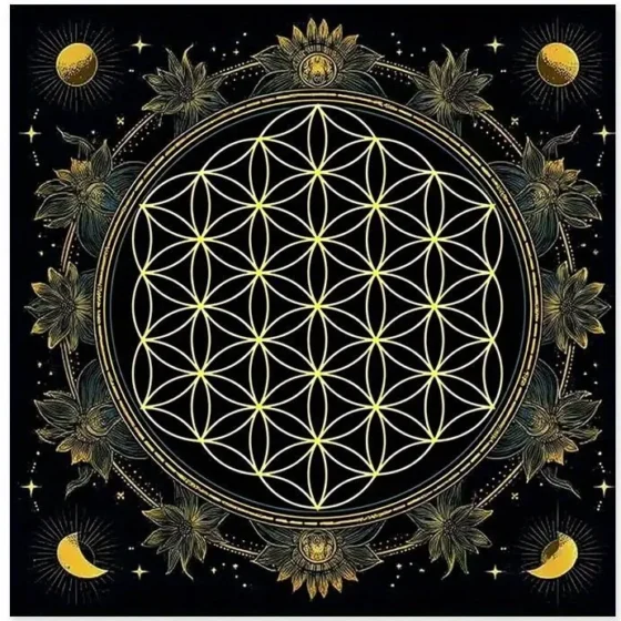 Nappe d'autel ou fleur de vie pour la divination des phases de la lune