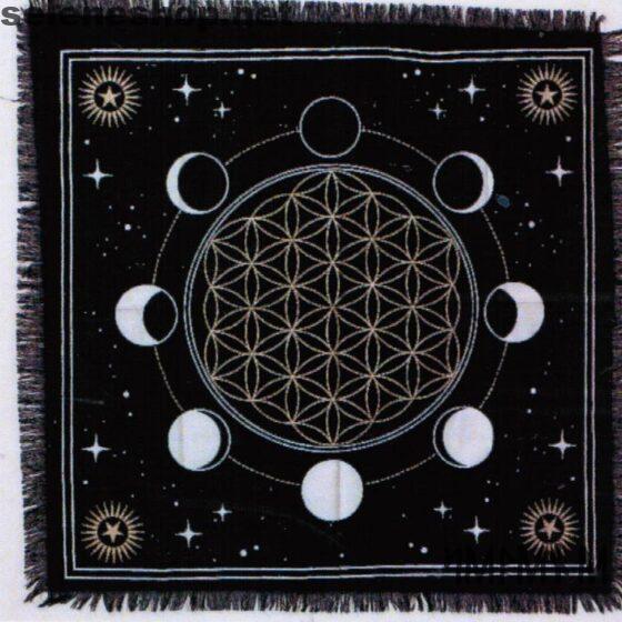 Altar cloth or divination moon phase flower of life